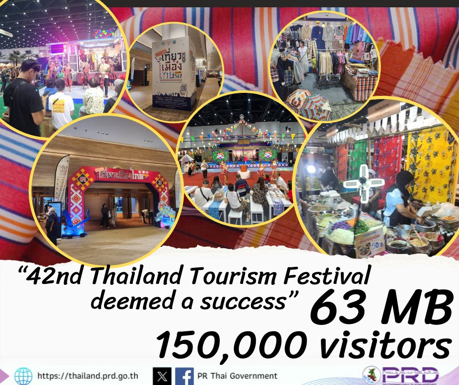 42nd Thailand Tourism Festival deemed a success, with 63 million baht and 150,000 visitors