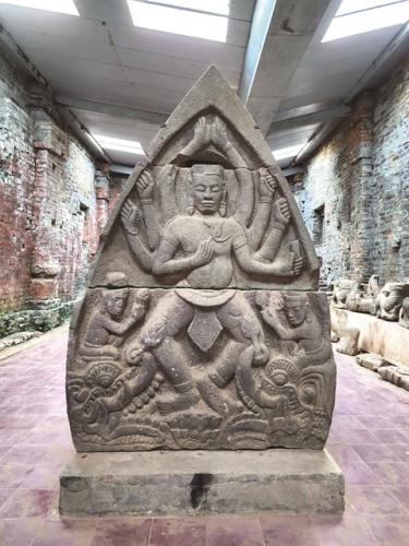 Another bas-relief depicting dancing Shiva on the back of the sea-serpent Makara. — VNS Photo Le Viet Dung