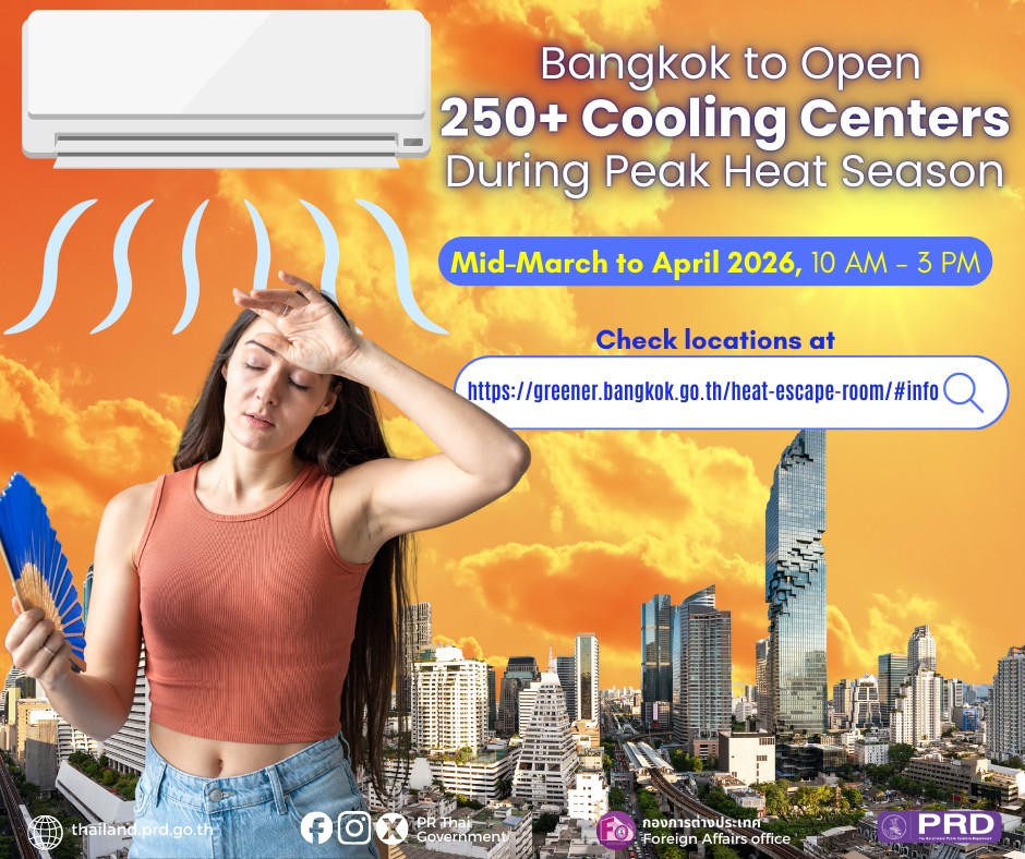 Bangkok to Open 250+ Cooling Centers During Peak Heat Season, Mid-March to April 2026, 10 AM - 3 PM