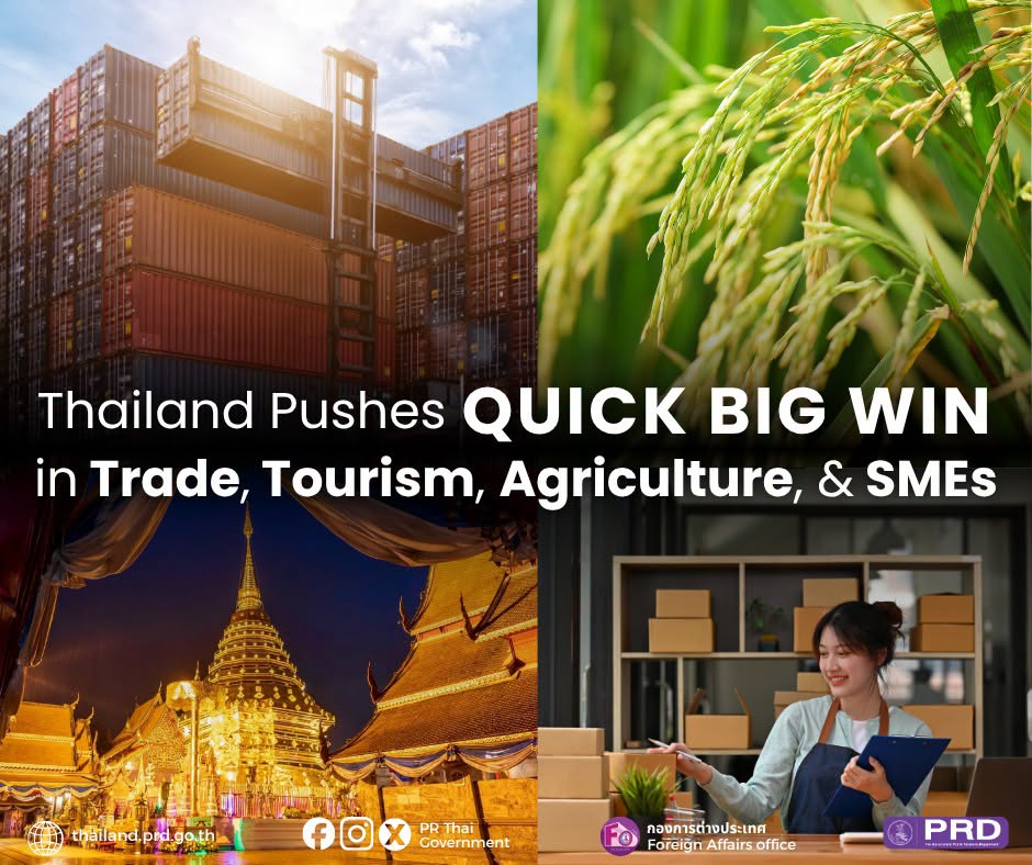 Thailand Pushes Quick Big Win in Trade, Tourism, Agriculture, & SMEs