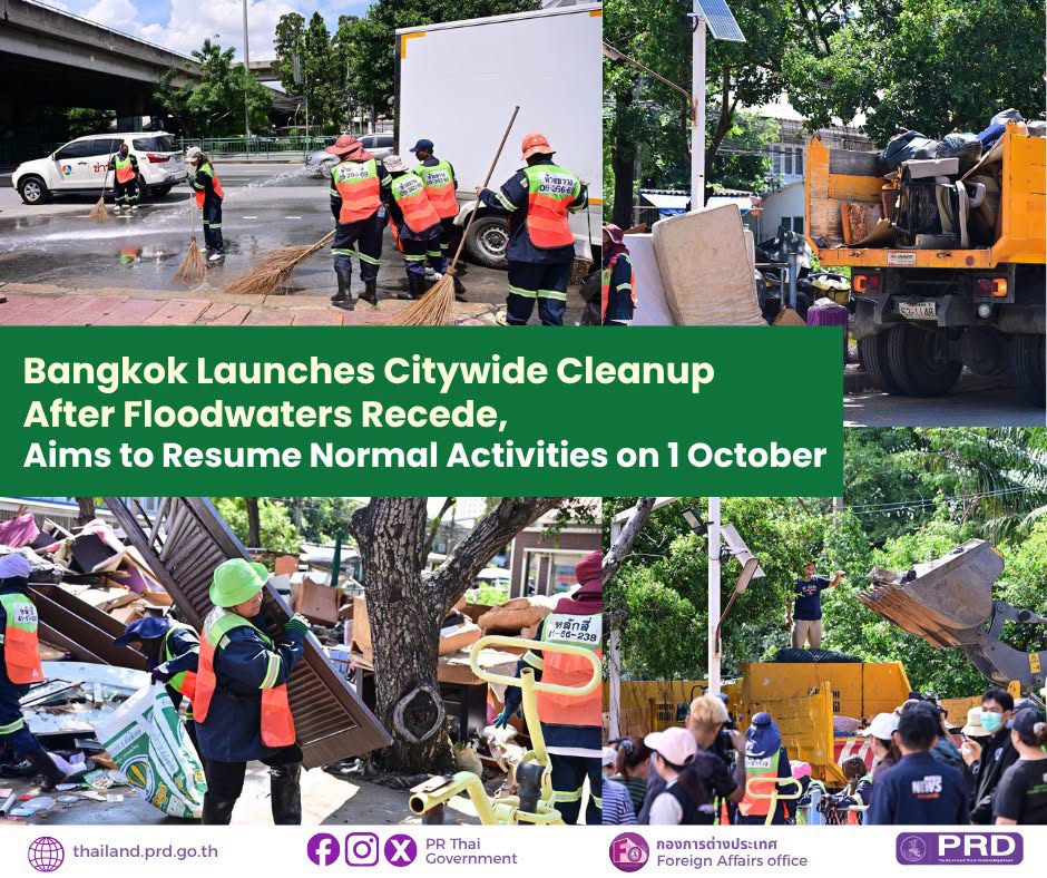 Bangkok Launches Citywide Cleanup After Floodwater Recede, Aims to Resume Normal Activities on 1 October