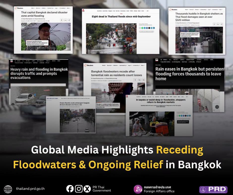 Global Media Highlights Receding Floodwaters and Ongoing Relief in Bangkok