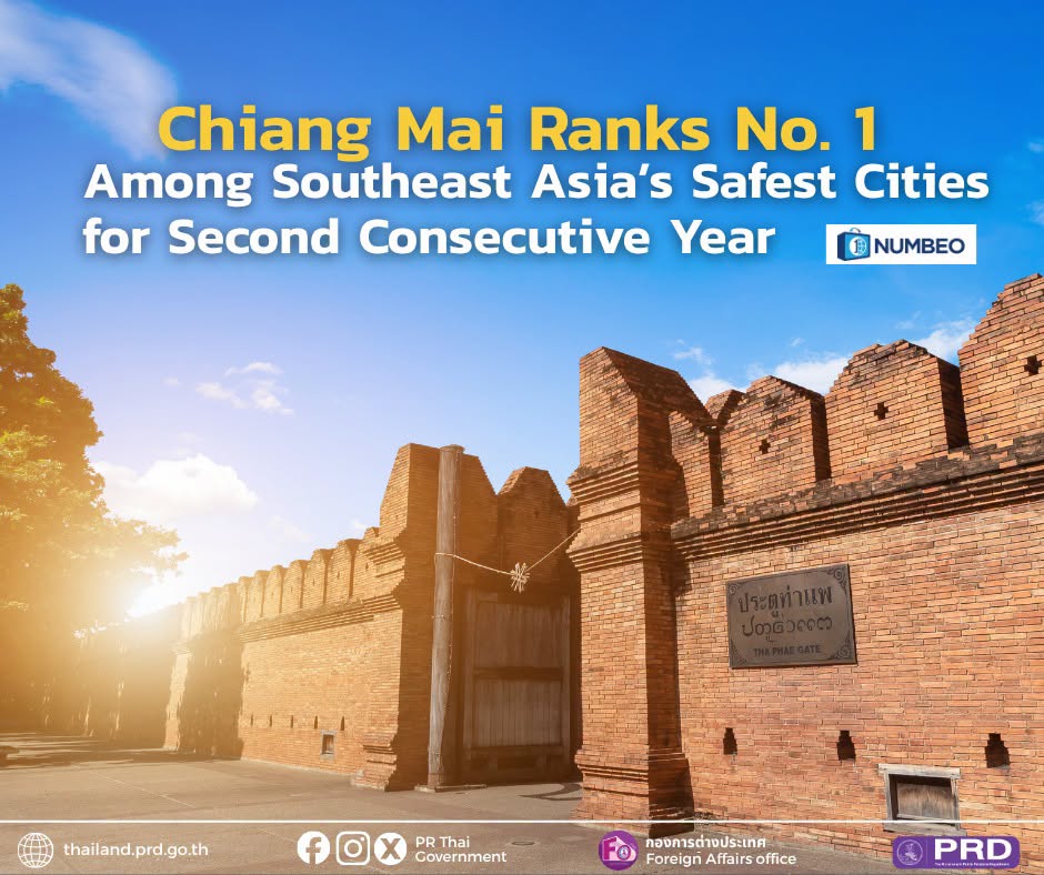 Chiang Mai Ranks No. 1 Among Southeast Asia's Safest Cities for Second Consecutive Year